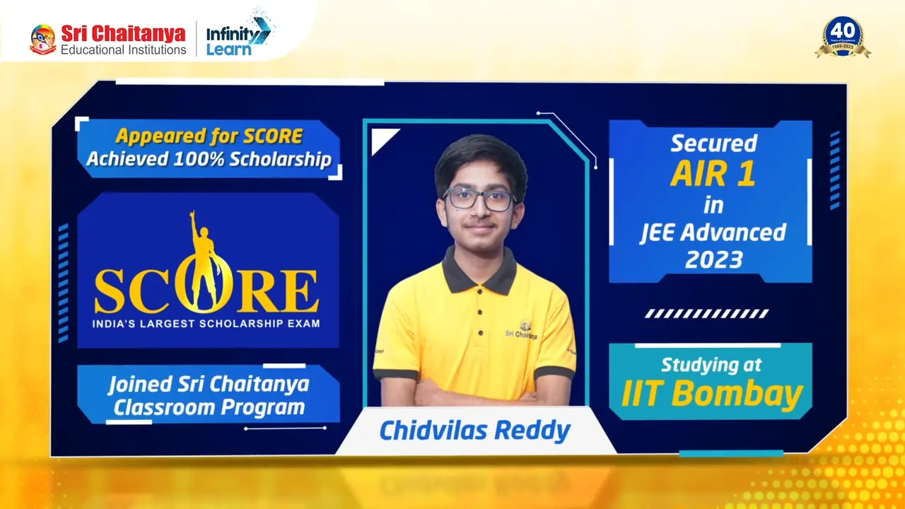 Chidvilas Reddy — SCORE topper on the road to IIT